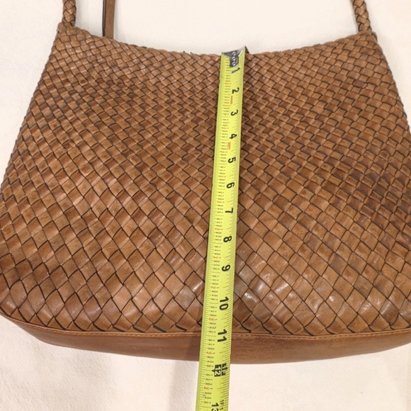 Aspen Woven Shoulder Bag Leather Basket Weave Handbag Women’s Brown Cognac *EUC* - Picture 6 of 13